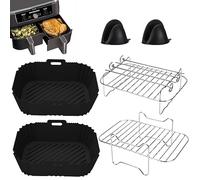 Smlntbu Dual Zone Lot de 6 accessoires pour friteuse à air chaud avec moule en silicone Airfryer Compatible avec Ninja AF300EU, AF400EU, Cecotec, Ultenic K20 7,6L-9,5L Double Friteuse Air Fryer