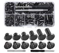 SMLOPLOM Lot de 110 vis à tête cylindrique, rivets creux M5 x 4/5/6/8/10/12 mm, conviennent pour la maroquinerie, les sacs, les boîtes à chaussures, les armoires et autres montages de meubles, argent