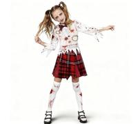 Smlper Halloween Kostüm Zombie Mädchen,blutiges Zombie-Mädchenkostüm für Kinder