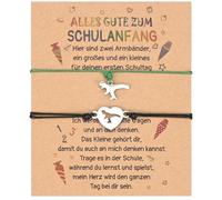 Smlper Lot de 2 bracelets enfin pour écolier, cadeau de rentrée des classes, bracelets avec carte de vœux, boîte cadeau, écolier 2026, garçon et fille, rentrée scolaire, porte-bonheur pour le premier