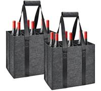 Smlper Lot de 2 porte-bouteilles, 6 compartiments, en feutre, réutilisable, pour bouteilles de bière, vin, boissons, gris foncé, 27 x 17 x 27 cm, gris foncé, 27 cm x 18 cm x 2 cm, modernisation