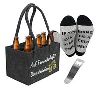 Smlper Lot de 3 sacs à main pour hommes à motif bière, 6 compartiments, chaussettes de bière amusantes, décapsuleur, cadeau pour la fête des pères