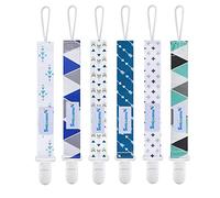 Smlpuame Attaché Tétine pour Bébé - Lot de 6 Pièces, Attache Sucette Multicolore, Accroche Tétine pour Bébé Garçon et Fille(Vert & Bleu)