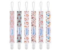 Smlpuame Attaché Tétine pour Bébé - Lot de 6 Pièces, Attache Sucette Multicolore, Accroche Tétine pour Bébé Garçon et Fille(Animal)