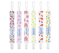 Smlpuame Attaché Tétine pour Bébé - Lot de 6 Pièces, Attache Sucette Multicolore, Accroche Tétine pour Bébé Garçon et Fille(Fruit & Fleur)