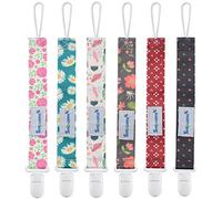 Smlpuame Attaché Tétine pour Bébé - Lot de 6 Pièces, Attache Sucette Multicolore, Accroche Tétine pour Bébé Garçon et Fille(Fleur)