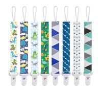 Smlpuame Attaché Tétine pour Bébé - Lot de 8 Pièces, Attache Sucette Multicolore, Accroche Tétine pour Bébé Garçon et Fille(Dino & Bleu)