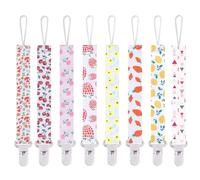 Smlpuame Attaché Tétine pour Bébé - Lot de 8 Pièces, Attache Sucette Multicolore, Accroche Tétine pour Bébé Garçon et Fille(Fruit & Rose)