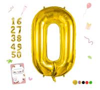 Smlpuame Ballons Anniversaire 0 Ans - 101cm - Ballon Chiffre 0-9 10-19 20 30 40 50 60 70 80 90 100 Or, Gonflable Grand Hélium Mariages Party et Happy Birthday Fête Decoration
