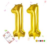 Smlpuame Ballons Anniversaire 11 Ans - 101cm - Ballon Chiffre 0-9 10-19 20 30 40 50 60 70 80 90 100 Or, Gonflable Grand Hélium Mariages Party et Happy Birthday Fête Decoration
