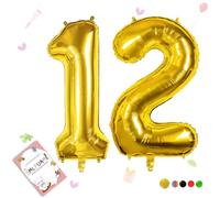 Smlpuame Ballons Anniversaire 12 Ans - 101cm - Ballon Chiffre 0-9 10-19 20 30 40 50 60 70 80 90 100 Or, Gonflable Grand Hélium Mariages Party et Happy Birthday Fête Decoration