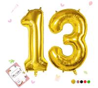 Smlpuame Ballons Anniversaire 13 Ans - 101cm - Ballon Chiffre 0-9 10-19 20 30 40 50 60 70 80 90 100 Or, Gonflable Grand Hélium Mariages Party et Happy Birthday Fête Decoration