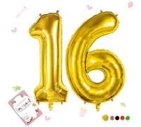 Smlpuame Ballons Anniversaire 16 Ans - 101cm - Ballon Chiffre 0-9 10-19 20 30 40 50 60 70 80 90 100 Or, Gonflable Grand Hélium Mariages Party et Happy Birthday Fête Decoration
