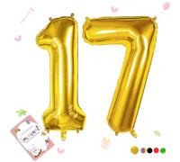 Smlpuame Ballons Anniversaire 17 Ans - 101cm - Ballon Chiffre 0-9 10-19 20 30 40 50 60 70 80 90 100 Or, Gonflable Grand Hélium Mariages Party et Happy Birthday Fête Decoration