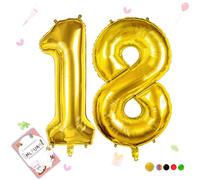 Smlpuame Ballons Anniversaire 18 Ans - 101cm - Ballon Chiffre 0-9 10-19 20 30 40 50 60 70 80 90 100 Or, Gonflable Grand Hélium Mariages Party et Happy Birthday Fête Decoration