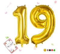 Smlpuame Ballons Anniversaire 19 Ans - 101cm - Ballon Chiffre 0-9 10-19 20 30 40 50 60 70 80 90 100 Or, Gonflable Grand Hélium Mariages Party et Happy Birthday Fête Decoration