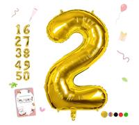 Smlpuame Ballons Anniversaire 2 Ans - 101cm - Ballon Chiffre 0-9 10-19 20 30 40 50 60 70 80 90 100 Or, Gonflable Grand Hélium Mariages Party et Happy Birthday Fête Decoration