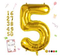 Smlpuame Ballons Anniversaire 5 Ans - 101cm - Ballon Chiffre 0-9 10-19 20 30 40 50 60 70 80 90 100 Or, Gonflable Grand Hélium Mariages Party et Happy Birthday Fête Decoration