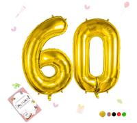 Smlpuame Ballons Anniversaire 60 Ans - 101cm - Ballon Chiffre 0-9 10-19 20 30 40 50 60 70 80 90 100 Or, Gonflable Grand Hélium Mariages Party et Happy Birthday Fête Decoration
