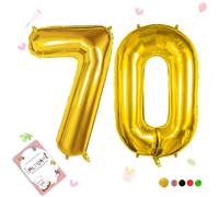 Smlpuame Ballons Anniversaire 70 Ans - 101cm - Ballon Chiffre 0-9 10-19 20 30 40 50 60 70 80 90 100 Or, Gonflable Grand Hélium Mariages Party et Happy Birthday Fête Decoration
