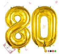 Smlpuame Ballons Anniversaire 80 Ans - 101cm - Ballon Chiffre 0-9 10-19 20 30 40 50 60 70 80 90 100 Or, Gonflable Grand Hélium Mariages Party et Happy Birthday Fête Decoration