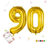 Smlpuame Ballons Anniversaire 90 Ans - 101cm - Ballon Chiffre 0-9 10-19 20 30 40 50 60 70 80 90 100 Or, Gonflable Grand Hélium Mariages Party et Happy Birthday Fête Decoration