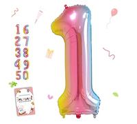 Smlpuame Foil Ballons Chiffre 1 Dégradé Rose - 101cm - Gonflable Grand Hélium Ballon 0-9 10-19 20 30 40 50 60 70 80 90 100, Décoration de Ballons Géants pour Mariages Party et Happy Birthday Fête