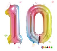 Smlpuame Foil Ballons Chiffre 10 Dégradé Rose - 101cm - Gonflable Grand Hélium Ballon 0-9 10-19 20 30 40 50 60 70 80 90 100, Décoration de Ballons Géants pour Mariages Party et Happy Birthday Fête