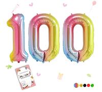 Smlpuame Foil Ballons Chiffre 100 Dégradé Rose - 101cm - Gonflable Grand Hélium Ballon 0-9 10-19 20 30 40 50 60 70 80 90 100, Décoration de Ballons Géants pour Mariages Party et Happy Birthday Fête