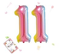 Smlpuame Foil Ballons Chiffre 11 Dégradé Rose - 101cm - Gonflable Grand Hélium Ballon 0-9 10-19 20 30 40 50 60 70 80 90 100, Décoration de Ballons Géants pour Mariages Party et Happy Birthday Fête