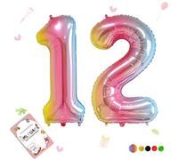 Smlpuame Foil Ballons Chiffre 12 Dégradé Rose - 101cm - Gonflable Grand Hélium Ballon 0-9 10-19 20 30 40 50 60 70 80 90 100, Décoration de Ballons Géants pour Mariages Party et Happy Birthday Fête