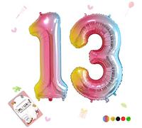 Smlpuame Foil Ballons Chiffre 13 Dégradé Rose - 101cm - Gonflable Grand Hélium Ballon 0-9 10-19 20 30 40 50 60 70 80 90 100, Décoration de Ballons Géants pour Mariages Party et Happy Birthday Fête