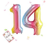 Smlpuame Foil Ballons Chiffre 14 Dégradé Rose - 101cm - Gonflable Grand Hélium Ballon 0-9 10-19 20 30 40 50 60 70 80 90 100, Décoration de Ballons Géants pour Mariages Party et Happy Birthday Fête
