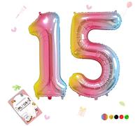 Smlpuame Foil Ballons Chiffre 15 Dégradé Rose - 101cm - Gonflable Grand Hélium Ballon 0-9 10-19 20 30 40 50 60 70 80 90 100, Décoration de Ballons Géants pour Mariages Party et Happy Birthday Fête