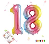Smlpuame Foil Ballons Chiffre 18 Dégradé Rose - 101cm - Gonflable Grand Hélium Ballon 0-9 10-19 20 30 40 50 60 70 80 90 100, Décoration de Ballons Géants pour Mariages Party et Happy Birthday Fête