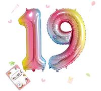 Smlpuame Foil Ballons Chiffre 19 Dégradé Rose - 101cm - Gonflable Grand Hélium Ballon 0-9 10-19 20 30 40 50 60 70 80 90 100, Décoration de Ballons Géants pour Mariages Party et Happy Birthday Fête