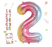 Smlpuame Foil Ballons Chiffre 2 Dégradé Rose - 101cm - Gonflable Grand Hélium Ballon 0-9 10-19 20 30 40 50 60 70 80 90 100, Décoration de Ballons Géants pour Mariages Party et Happy Birthday Fête