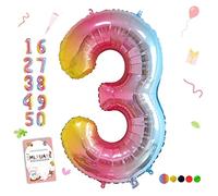 Smlpuame Foil Ballons Chiffre 3 Dégradé Rose - 101cm - Gonflable Grand Hélium Ballon 0-9 10-19 20 30 40 50 60 70 80 90 100, Décoration de Ballons Géants pour Mariages Party et Happy Birthday Fête