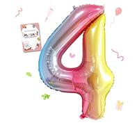 Smlpuame Foil Ballons Chiffre 4 Dégradé Rose - 101cm - Gonflable Grand Hélium Ballon 0-9 10-19 20 30 40 50 60 70 80 90 100, Décoration de Ballons Géants pour Mariages Party et Happy Birthday Fête