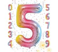Smlpuame Foil Ballons Chiffre 5 Dégradé Rose - 101cm - Gonflable Grand Hélium Ballon 0-9 10-19 20 30 40 50 60 70 80 90 100, Décoration de Ballons Géants pour Mariages Party et Happy Birthday Fête
