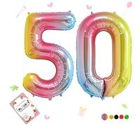 Smlpuame Foil Ballons Chiffre 50 Dégradé Rose - 101cm - Gonflable Grand Hélium Ballon 0-9 10-19 20 30 40 50 60 70 80 90 100, Décoration de Ballons Géants pour Mariages Party et Happy Birthday Fête