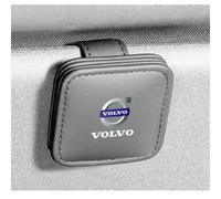 SMLZR pour Volvo C70,Auto Porte Lunettes avec Auto Logo Emblème Cuir Pince Lunette Magnétique Carte Ticket Anti-Rayures Clip Support Lunettes Soleil Voiture Accessoires Interieur,C-Grey