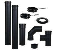 Kit de cheminée en acier peint en noir, complet avec joints de 80 mm