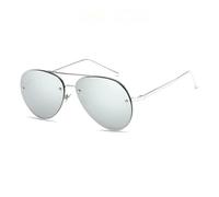 SMMZRF Lunettes de soleil classiques grandes pour homme, lunettes de soleil de luxe pour femmes, vintage, pour conduite en plein air, argent, With box