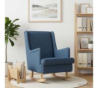 smnyxs Chaise à Bascule Bleu 62 x 80 x 85 cm Tissu | Patins bois caoutchouc, dossier haut soutenant, coussin amovible, tissu respirant, usage salon chambre, mouvement silencieux