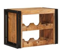 smnyxs Étagère à Vin Murale Marron Bois de Mangue Massif 60 x 45 x 33 cm | Design industriel rustique, rangement généreux, fer robuste, montage facile, entretien simple