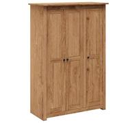 smnyxs Garde-Robe 3 Portes 118x50x171,5 cm Pin Assortiment Panama | 4 tablettes fixes, penderie, meuble tissu, pinède solide, chambre, dressing, rangement vêtements