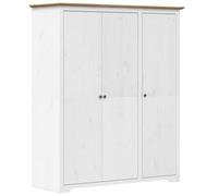 smnyxs Garde-Robe BODO Blanc Marron 146x53,5x173 cm Bois Massif De Pin | Design français, rail de suspension, étagère supérieure, poignées métal, fixation murale fournie