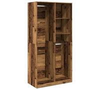 smnyxs Garde-Robe Vieux Bois 100x50x200 cm Bois D'ingénierie | 4 compartiments, fixation murale fournie, surface lisse, rangement vêtements chapeaux gants, design minimaliste