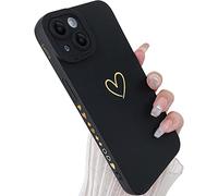 SmoBea Coque pour iPhone 13 Mini, Coque en Forme de cœur plaquée pour Femme et Fille avec Objectif Anti-Chute pour Appareil Photo Coque Souple en TPU Antichoc pour iPhone 13 Mini (6,1 Pouces) - Noir